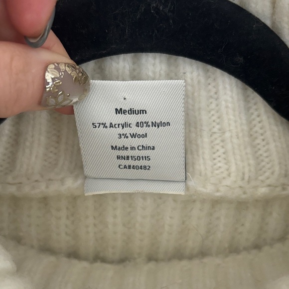 VARLEY Rogan Cropped Ivory Ribbed Knit Sweater - Picture 3 of 8